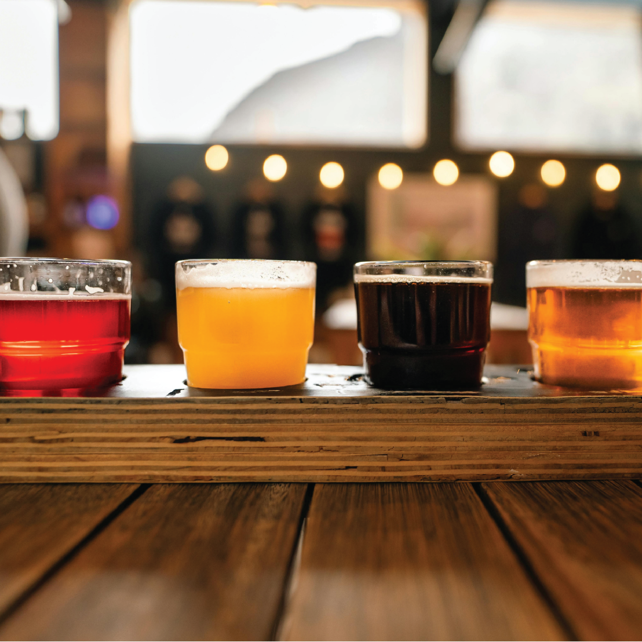 Flight of beers on a table