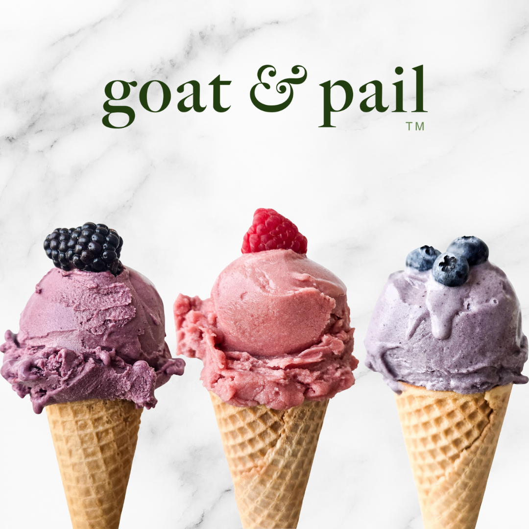 colorful goat milk gelato in cones