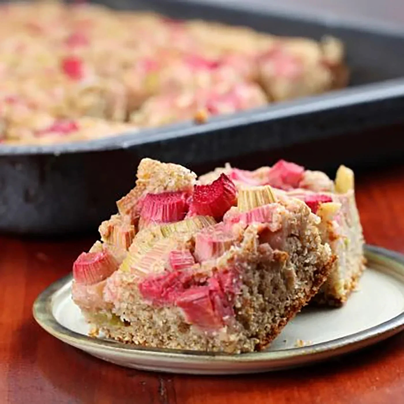 Rhubarb Strawberry Blondies