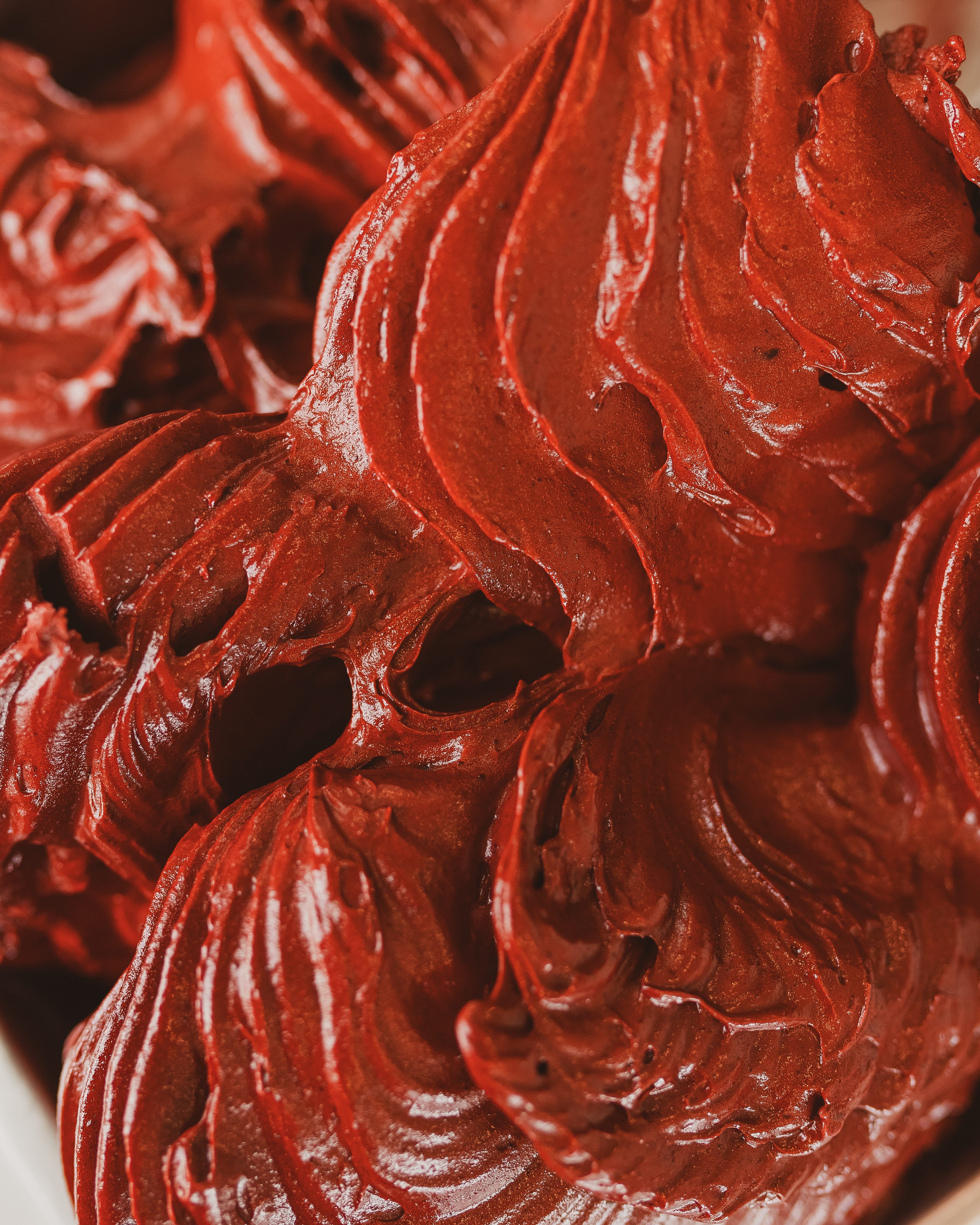 Close up of red gelato made with Oregon Fruit