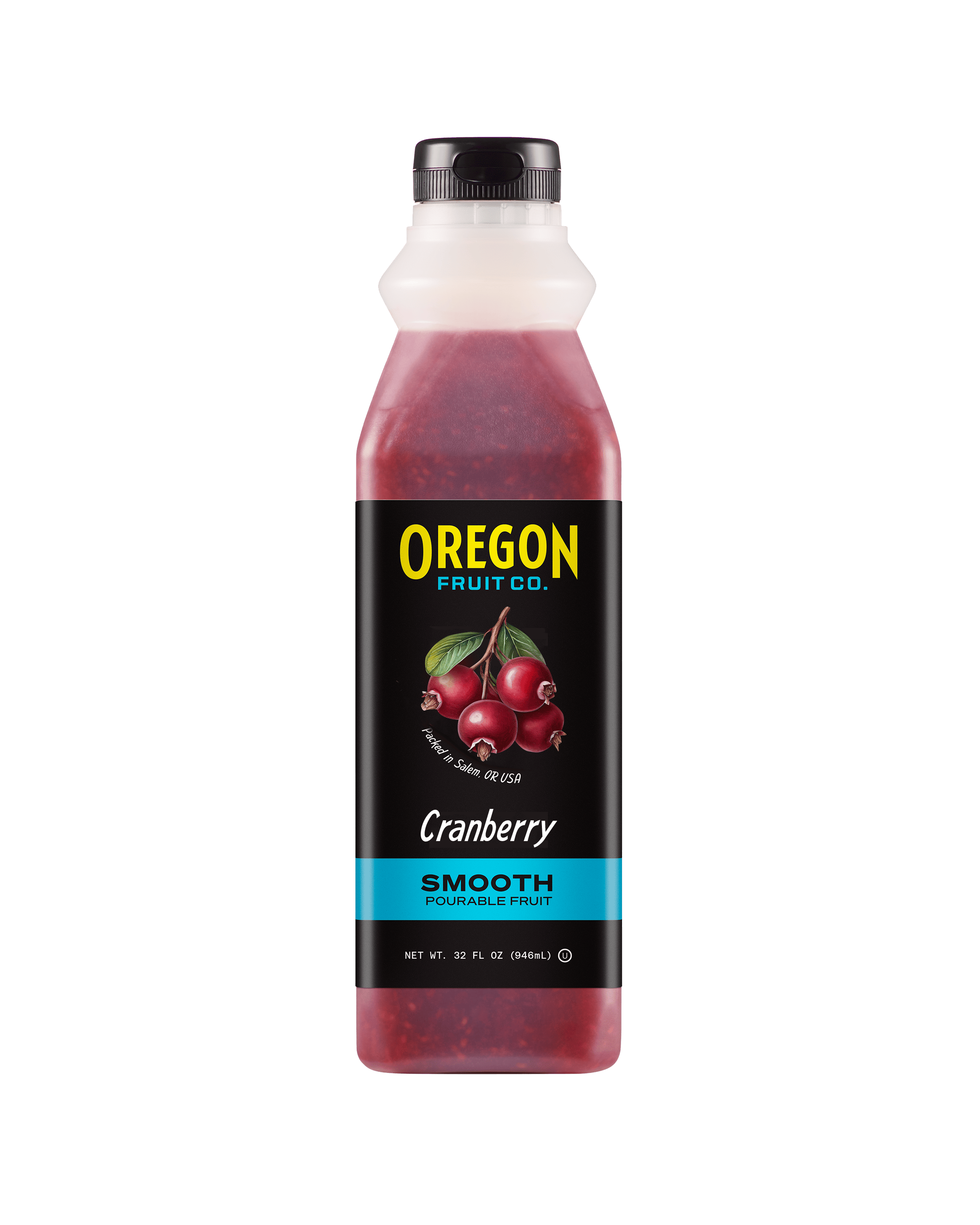bottle of red cranberry fruit puree